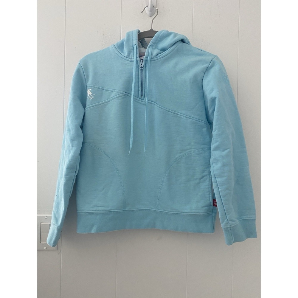 Official Vancouver 2010 Winter Olympics Logo 1/4 Zip Hoodie Light Blue Sz Small
